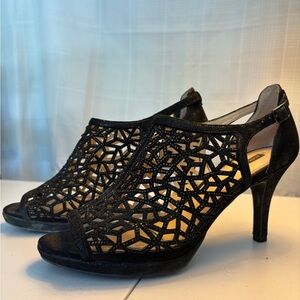 Alex Marie Black Geometric Cutout Heels